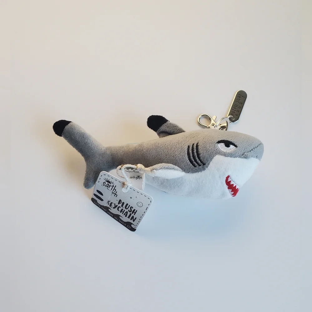 Earth Nymph Shark Plush Keychain Grey & White NWT Rare Gift Purse Hawaii Ocean